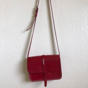 Leather cross body bag-Red